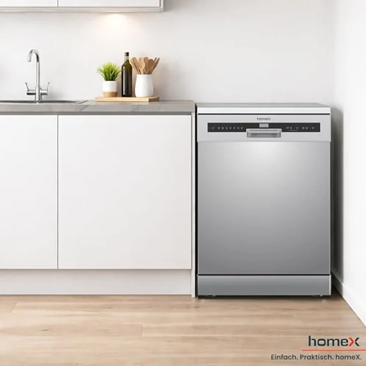 homeX DWFS601444C-S Geschirrspüler 60 cm, freistehend mit 14 Maßgedecken, 7 Programmen, AquaStop, 44 dB, unterbaufähig – Bild 10