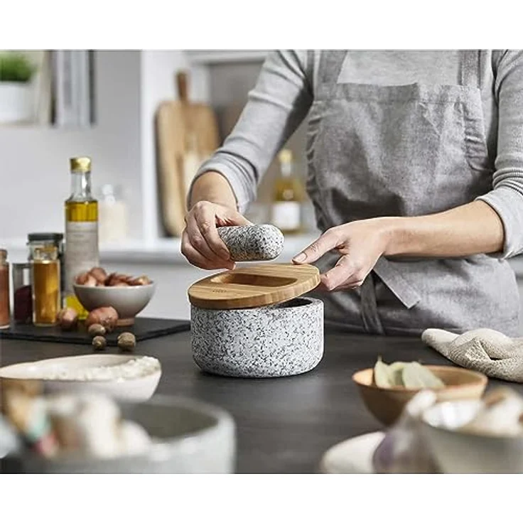 Joseph Joseph Mörser Dash, (Set, 3-tlg), aus Granit mit Bambusdeckel, stilvolles Design mit multifunktionalem Bambusdeckel – Bild 5
