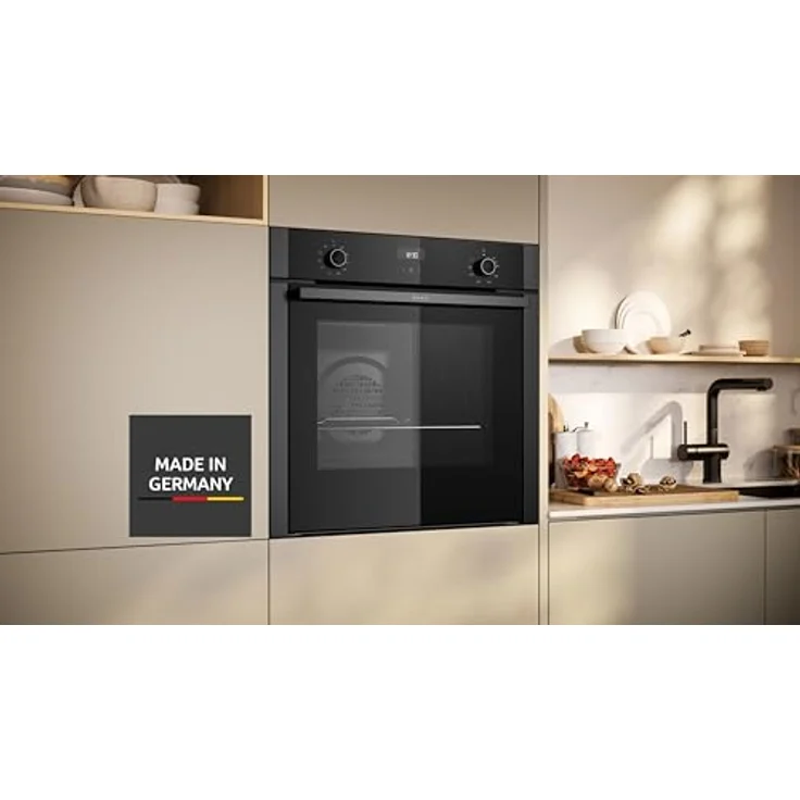 Neff B4ACE2AG3, N 50 Einbau-Backofen, 60 x 60 cm, Schwarz, mit LCD-Display, Versenkbarer Slide&Hide Tür, EasyClean Hydrolyse Selbstreinigung und CircoTherm Technologie – Bild 2