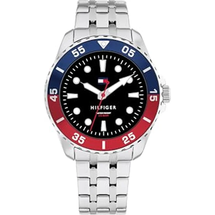 Tommy Hilfiger Quarzuhr KIDS 1720048, Armbanduhr analog mit Edelstahlarmband, schwarz-silber, wasserdicht bis 10 bar, ideal als Geschenk – Bild 1