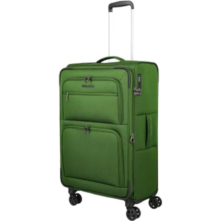 Travelite Cubis Trolley M 72 cm, 4 Rollen, grün, 100% Polyester – Bild 1