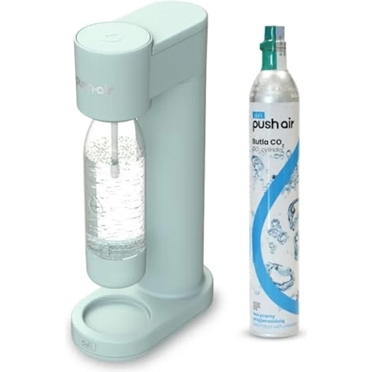 DAFI PushAir Siphon Mint, Wasser-Saturator Komplettset mit CO2 Patrone und 0,7L Flasche für prickelndes Wasser zuhause – Bild 3