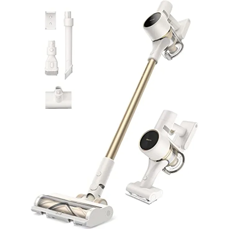 Dreame R10 Akku Staubsauger, 120AW Starke Saugkraft Staubsauger Kabellos, 60 Min Laufzeit, Bürste für Diverse Oberflächen mit LED-Licht, ideal für Hausreinigung, Tierhaare, Teppiche