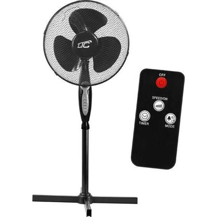 Lasmex Stehventilator WT03, 50W, 16 Zoll, leise, Oszillation, Fernbedienung, Schwarz