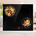 Klarstein Induktionskochfeld 4 Platten, Einbau-Induktionskochfeld mit 4 Kochfelder, 7000 Watt Induktionskochfeld, Herd mit Touch-Control & Timer, Glaskeramikkochfeld mit Abnehmbarem Magnetregler