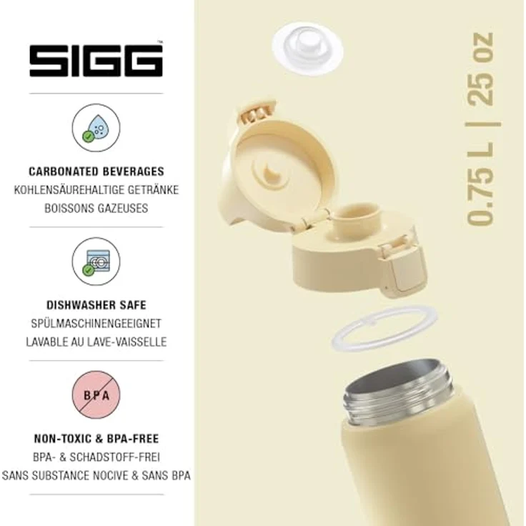 SIGG Isolierte Trinkflasche Shield Therm One Opti Yellow, 0,5L, auslaufsicher, spülmaschinenfest, BPA-frei, 90% recycelter Edelstahl, kohlensäurehaltige Getränke – Bild 3