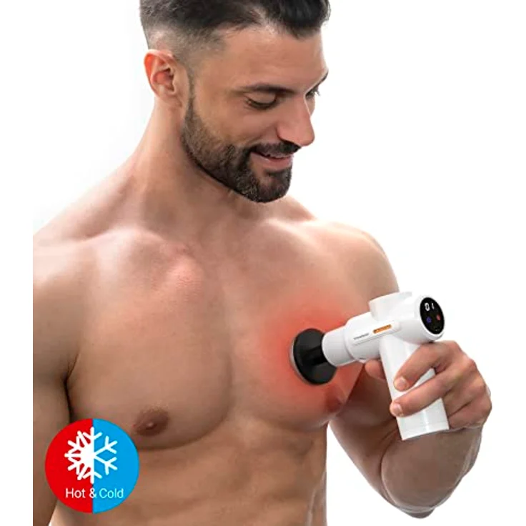 InnovaGoods Elektrisches Massagegerät mit Wärme/Kälte, 6 Geschwindigkeiten, LCD, 6 Köpfe, Wiederaufladbar, Weiß/Schwarz – Bild 3