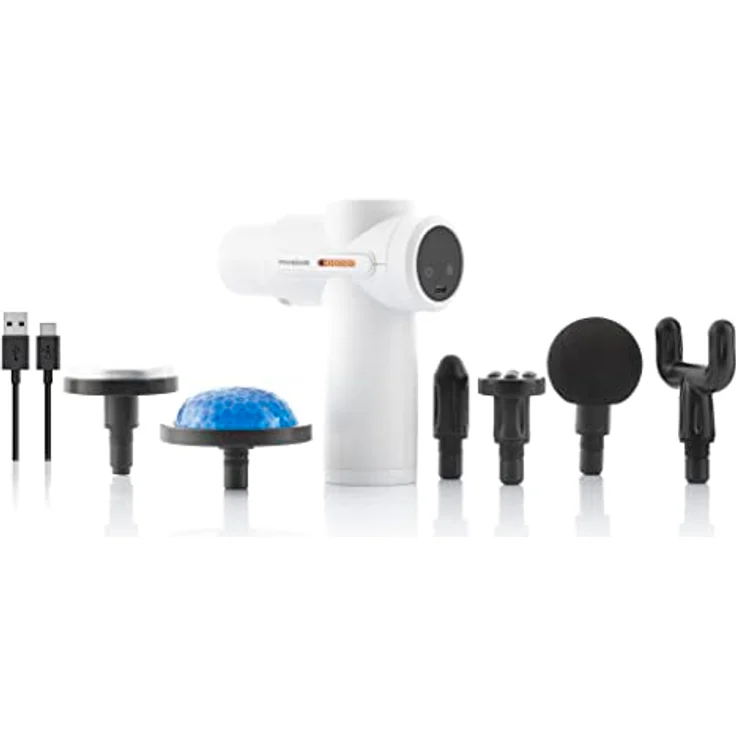 InnovaGoods Elektrisches Massagegerät mit Wärme/Kälte, 6 Geschwindigkeiten, LCD, 6 Köpfe, Wiederaufladbar, Weiß/Schwarz – Bild 2