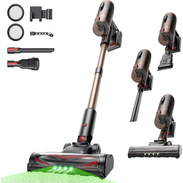 Proscenic Akku-Hand- und Stielstaubsauger 50kPa 550W, beutellos, 50 Min Laufzeit, 5in1 Filtersystem, leise & kabellos für Tierhaare, Grünlicht-Technologie, ultra-leicht