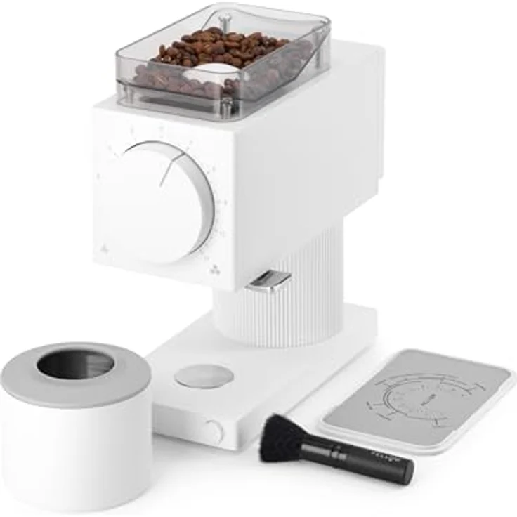Fellow Gen 2 Ode Kaffemühle – Elektrische Kaffeemühle mit Kegelmahlwerk – 31 Einstellungen für Drip, French Press & Cold Brew – Mattweiß – Bild 2
