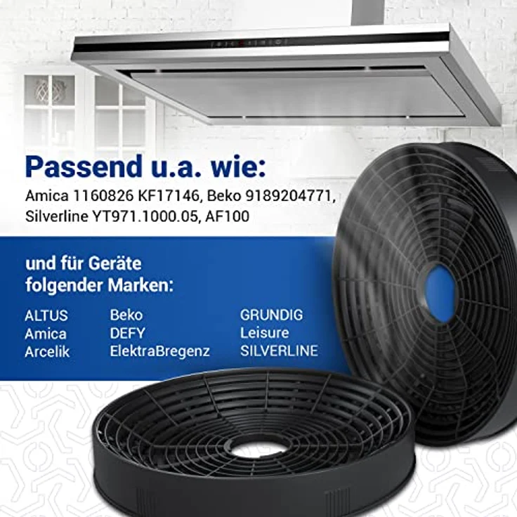 VIOKS Set 2x Kohlefilter Dunstabzugshaube 160mmØ Ersatz für Amica Aktivkohlefilter - Premium Aktivkohlefilter, Durchmesser 160 mm, Höhe 23 mm, 2er Pack – Bild 2