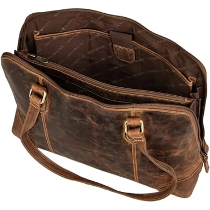 Greenburry Vintage Shopper Tasche, Leder mit Laptopfach, 37 cm, braun – Bild 4