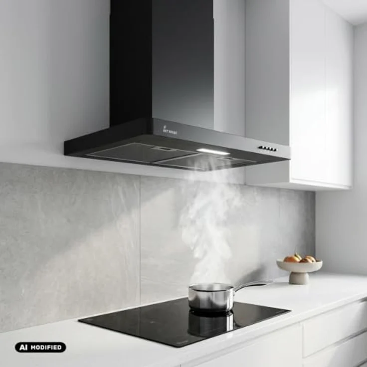 KKT KOLBE Dunstabzugshaube DELTA350S, 60 cm schwarz, Umluft/Abluft mit LED-Beleuchtung, druckknopf Bedienung, 3 Leistungsstufen, inkl. Aktivkohlefilter – Bild 7