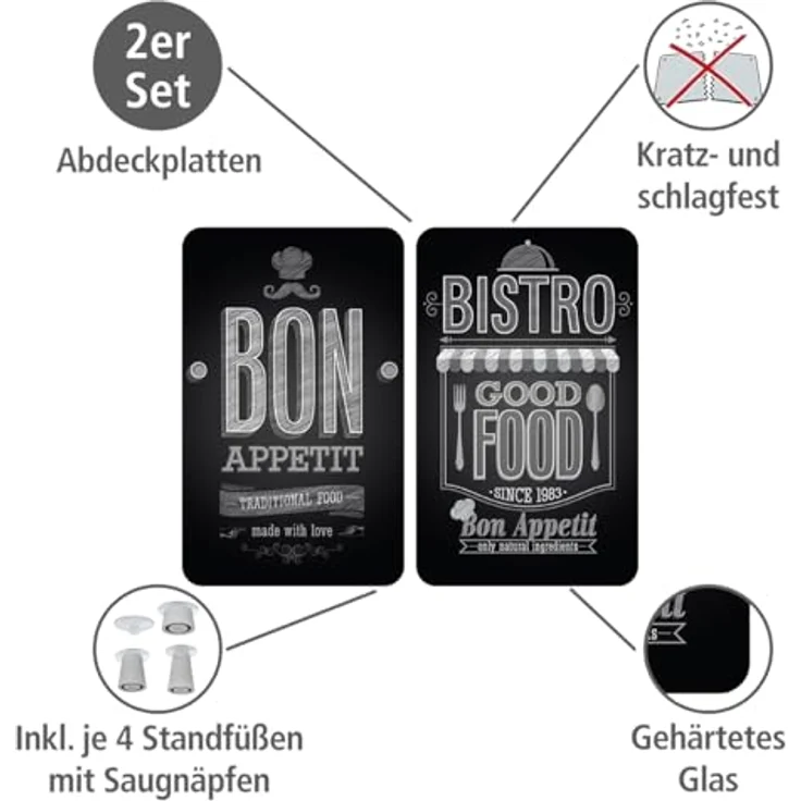 Wenko Herdabdeckplatte, Breite 52 cm, Glas – Bild 2