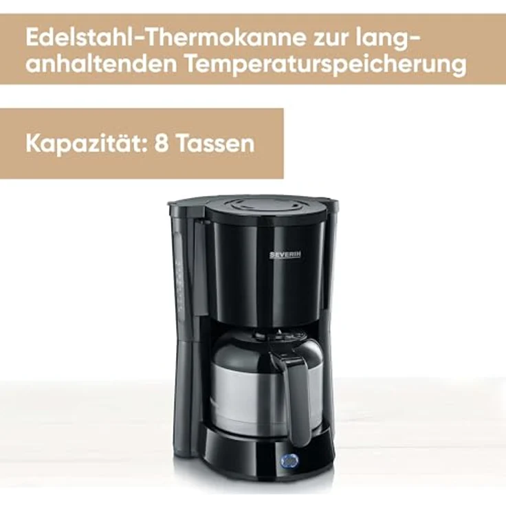 SEVERIN KA 4835 Type Kaffeemaschine (Für gemahlenen Filterkaffee, 8 Tassen, Inkl. Thermokanne) schwarz – Bild 2