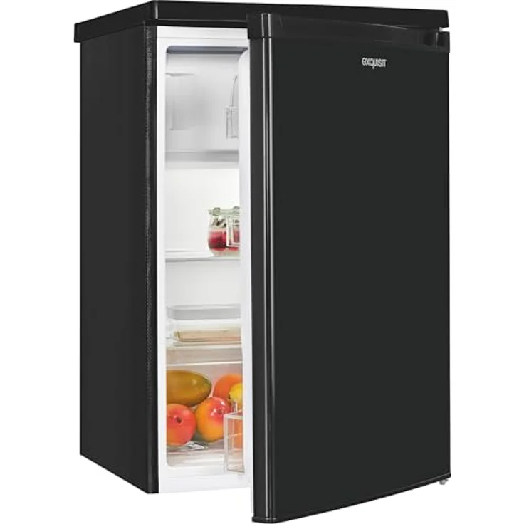 Exquisit KS516-4-E-040E, Kühlschrank 109 l mit Gefrierfach, unterbaufähig, Energieklasse E, 40 dB, freistehend, schwarz – Bild 1