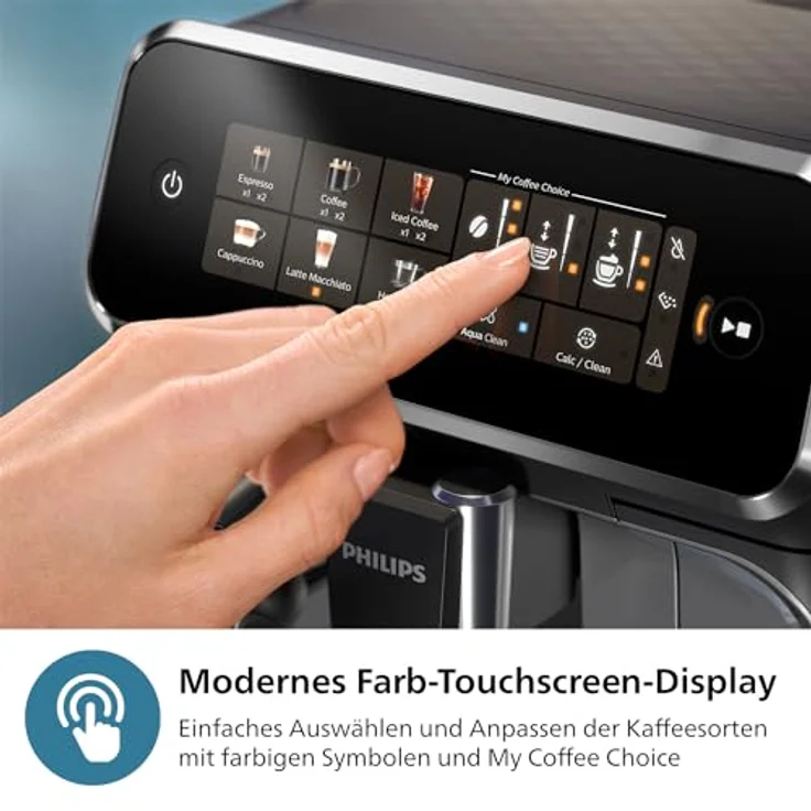 PHILIPS 3300 Series Kaffeevollautomat - 5 Getränke, Intuitives Touch-Display, Klassischer Milchaufschäumer, SilentBrew, 100% Keramikmahlwerk, AquaClean Filter. Schwarzchrom – Bild 4