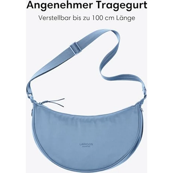 LARKSON Solveig Medium Crossbody Bag, Umhängetasche im Halbmond Design, Wasserabweisend, Blau – Bild 4