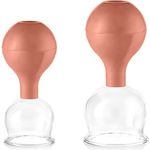pulox Schröpfglas aus Echtglas 2er-Set inkl. Saugball 52 mm & 62 mm, Braun