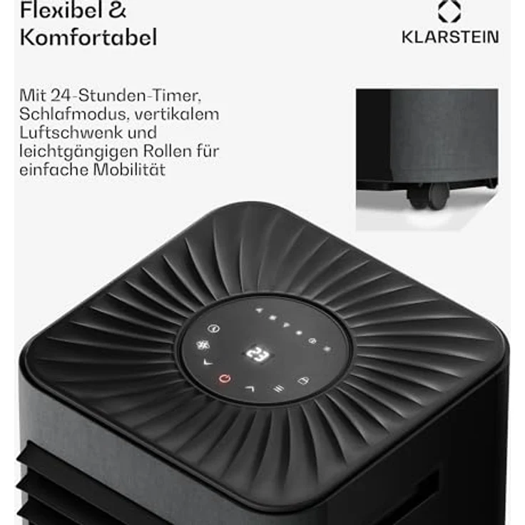 Klarstein AireLux Mobile Klimaanlage 9.000 BTU, 3-in-1: Kühlung, Entfeuchter & Ventilator, für Räume bis 33 m², Smart App & Sprachsteuerung, Dunkelgrau – Bild 5