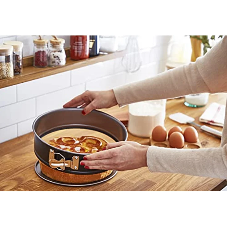 Lagostina Gustosa Kuchenform zum Öffnen mit Scharnier aus Stahl, antihaftbeschichtet, für Backofen, Schwarz, Durchmesser 24 cm – Bild 4