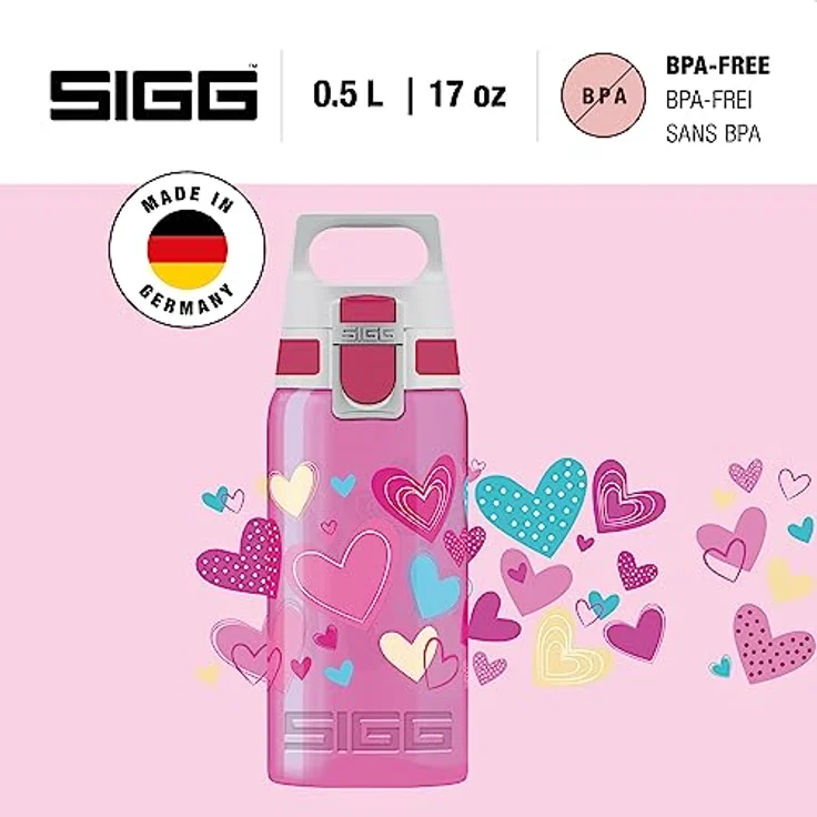 Sigg Kinder VIVA ONE Hearts, 0.5 L, Polypropylen, BPA Frei Trinkflasche – Bild 2
