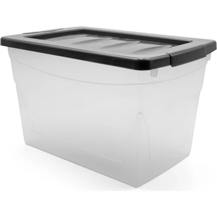 BigDean 4x 30 L Aufbewahrungsbox mit Deckel, stapelbare Plastikbox im milchig-transparenten Design für Haushalt und Lagerung – Bild 5