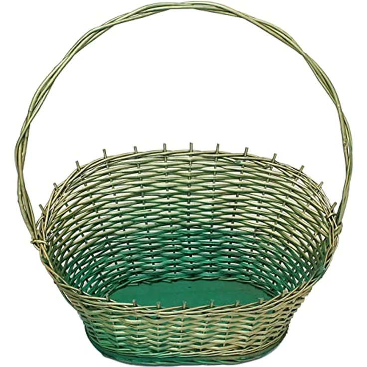 Präsentkorb "grün/gold" aus Weide in 3 Größen, Geschenkkorb leer, Henkelkorb, Weidenkorb, Buffetkorb aus Korbweide, Flechtkorb zum befüllen (groß) – Bild 1
