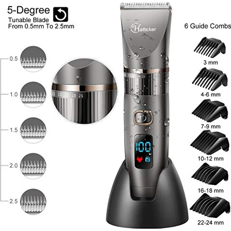 Hatteker Haarschneidemaschine Profi Haarschneider Herren Haartrimmer Bartschneider Barttrimmer Präzisionstrimmer Langhaarschneider Wasserdicht 3 In 1 – Bild 4