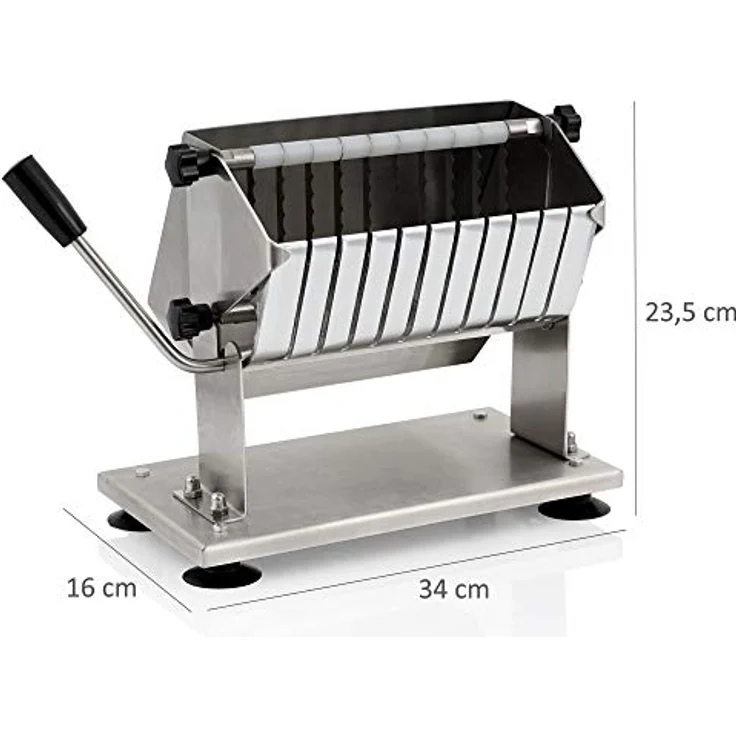Zelsius Edelstahl Currywurstschneider für 18 mm Scheiben | 10 extra scharfe Messer mit Wellenschliff | Bratwurstschneider manuell für Imbiss, Gastro | Hand Curry Wurst Schneider, Wurstschneider – Bild 5