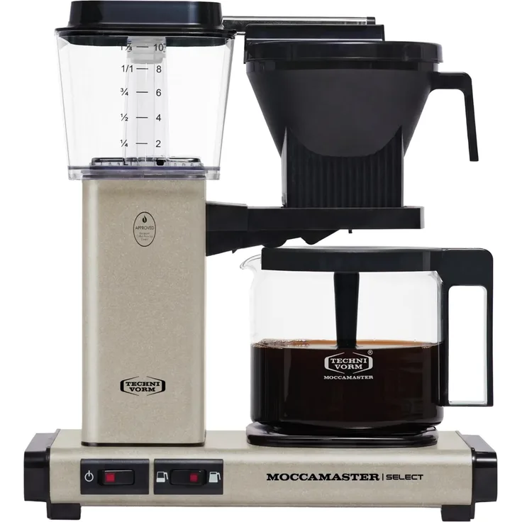 Moccamaster KBG Select, Filterkaffeemaschine mit 1,25 l Füllmenge, 1520 W, Schwarz-Cremefarben, ideal für perfekten Kaffee