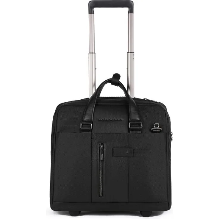 Piquadro Brief 2-Rollen Businesstrolley 40 cm mit Laptopfach, schwarz, 100% Nylon