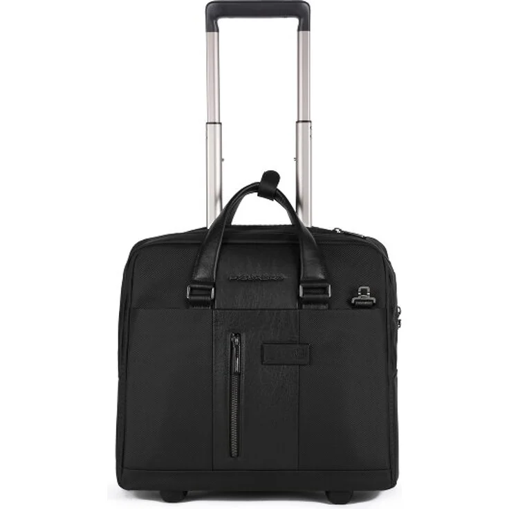 Piquadro Brief 2-Rollen Businesstrolley 40 cm mit Laptopfach, schwarz, 100% Nylon