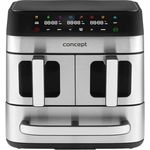 Concept FR9000 PIZZA TRIO, Heißluftfritteuse mit 2700 W, 18,5 l Volumen, synchronisiertes Garen, 8 Programme, Edelstahl/Schwarz