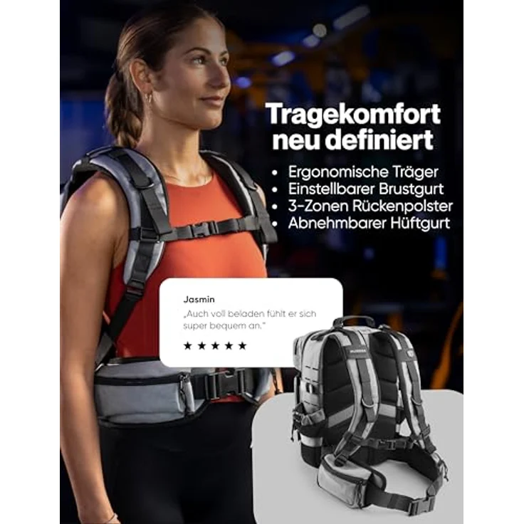 RUGSAK Alpha Go 25L Rucksack Ash Gray – Wasserabweisend, 18-Zoll Laptopfach, Ergonomisch, Alltag, Reise & Outdoor – Bild 2