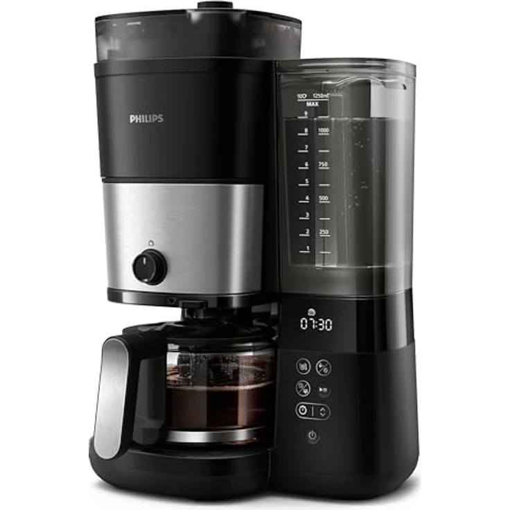 Philips All-in-1 kaffeemaschine - integriertes Kegelmahlwerk für frische Zubereitung in einer 1,25-L-Glaskanne, Auswahl der Intensität (HD7900/50) – Bild 1