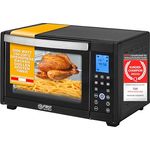 TZS First Austria Minibackofen, 30L, 1600 Watt, Digitalanzeige, kompakter Elektroofen für den Tischgebrauch, Backen & Grillen, digitales Bedienfeld, inkl. Drehspieß, in Schwarz