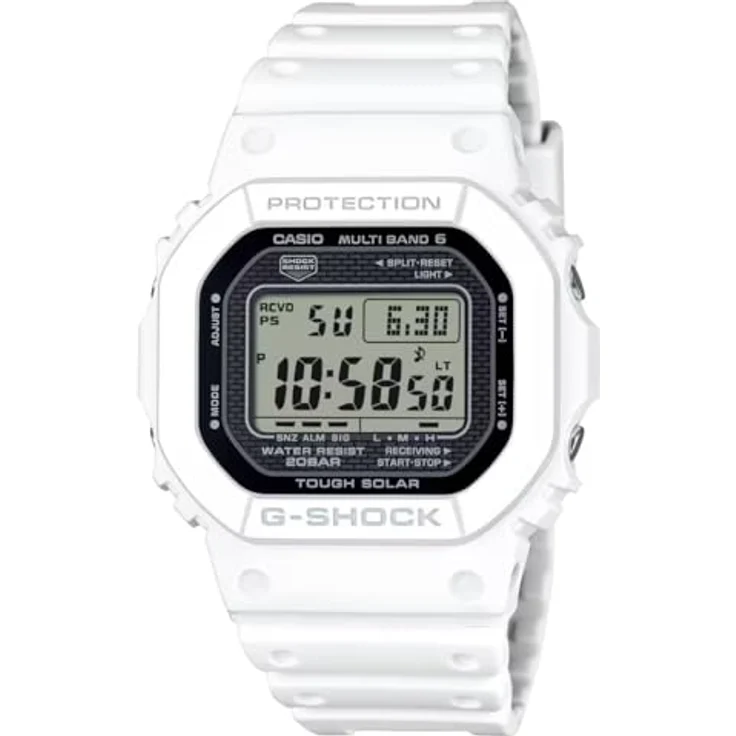 CASIO G-SHOCK GW-5000HS-7ER, Funkchronograph mit Solarbetrieb, digitale Herrenuhr, bis 20 bar wasserdicht, Resinarmband, weiß – Bild 1