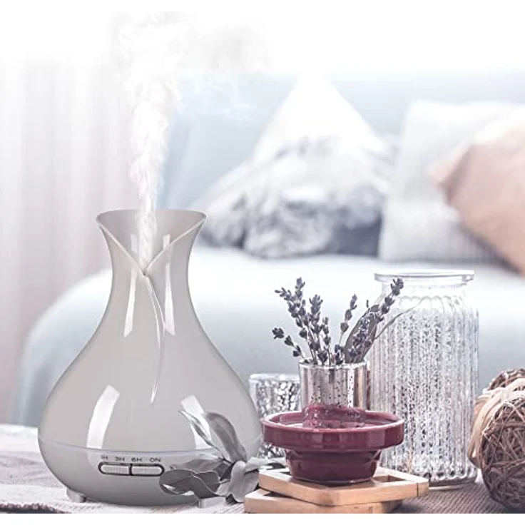 SIXTOL Vulcan Aroma Diffusor hellgrau Holz 350ml | Ultraschall-Luftbefeuchter | Zur Luftbefeuchtung und Durchduftung von Zuhause, Schlafzimmer, Büro | Aromatherapie | Für ätherische Öle – Bild 4