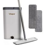 VITAPUR Wischmopp und Eimer Set mit 2er Moppads und Reinigungsbürste, Selbstreinigend Flach Mopp Bodenwischer Set für Boden Reinigung, Fliesen, Parkett, Laminat - Preisvergleich