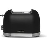 SCHNEIDER Retro Toaster mit 815 Watt, variable Bräunungssteuerung in 6 Stufen, Auftau-, Aufwärm- und Stopp-Funktion, Krümelschublade, Überhitzungsschutz, automatische Abschaltung, schwarz