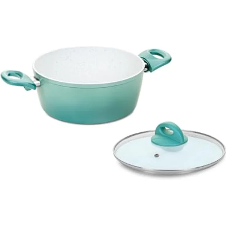 Genius Cerafit Revolution Kochtopf 22 CM 2-tlg., Keramik antihaftbeschichtet, Glasdeckel PFAS frei, Thermo Speed, alle Herdarten Backofen Spülmaschinen geeignet, blau – Bild 1