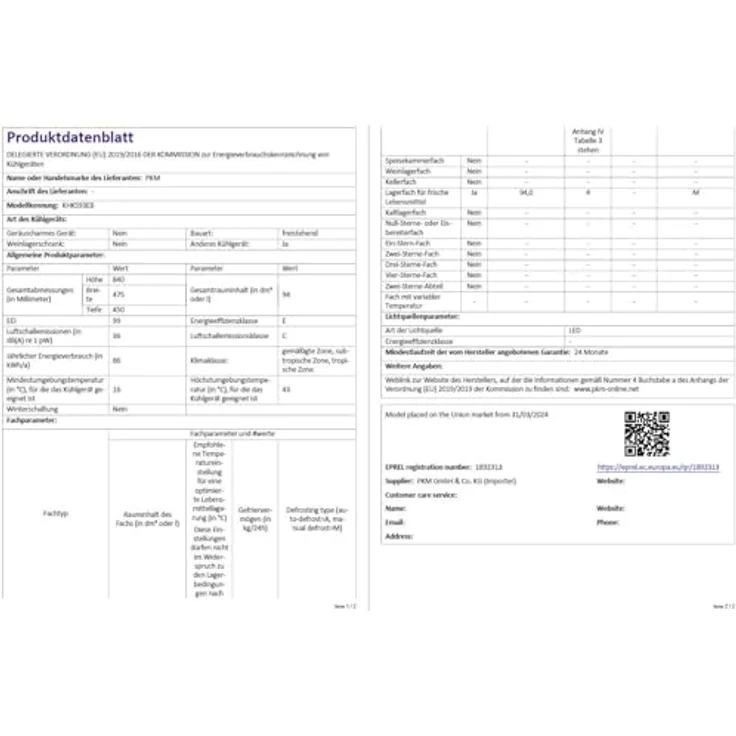 PKM KHKS93EB Kühlschrank schwarz 94L Freistehend mit Kaltlagerfach 84 cm, Energieeffizient & Leise – Bild 5
