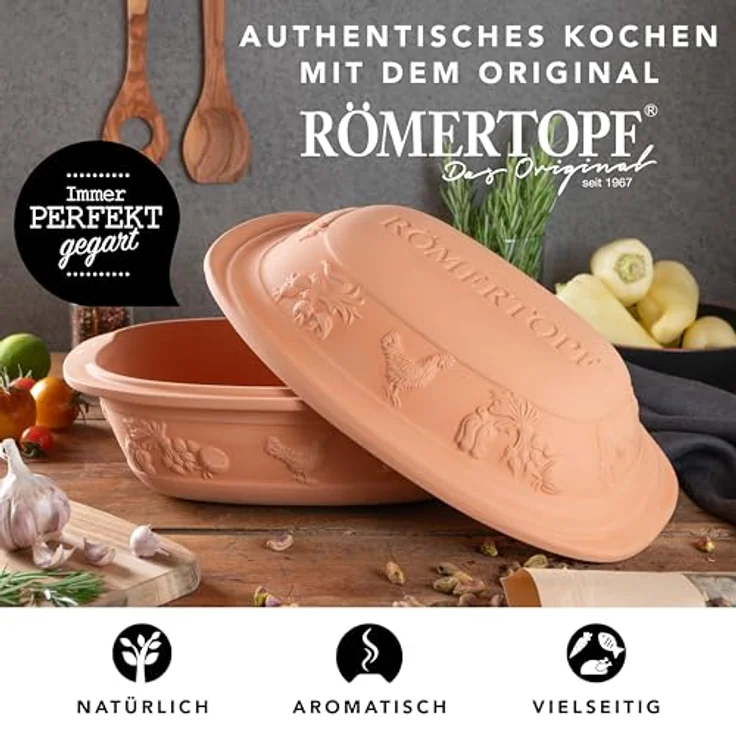 Römertopf Rustico unglasiert, Keramik, terrakotta, 3 Liter – Bild 3