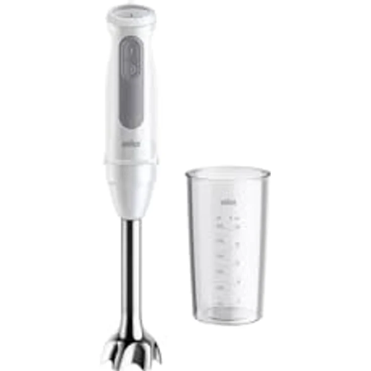 Braun Stabmixer MultiQuick 5 MQ 50001 M, 1000W, 21 Geschwindigkeitsstufen+Turbo, Edelstahl Pürierfuß, Easy Click System, SplashControl, Inkl. 600ml Becher, Weiß – Bild 1