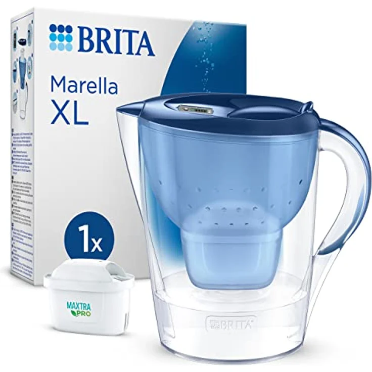 BRITA Wasserfilter-Kanne Marella XL blau (3,5l) inkl. 1x MAXTRA PRO All-in-1 Kartusche – Filter zur Reduzierung von Kalk, Chlor, Blei, Kupfer & geschmacksstörenden Stoffen im Wasser – Bild 1