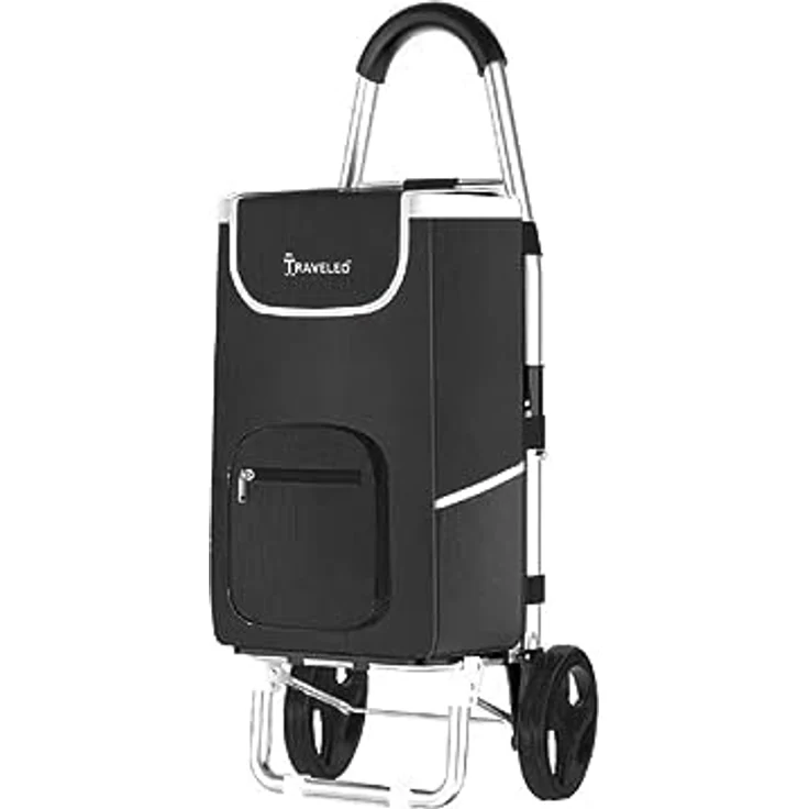 56 L Einkauf Trolley Einkaufswagen Shopping Trolley Tasche Aluminium Stabil Schwarz – Bild 1