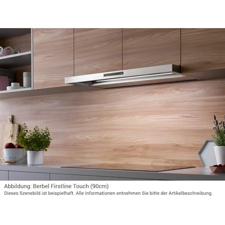Berbel Firstline Touch BEH 90 FLT, Einbauhaube 90 cm aus Edelstahl mit Zentrifalkraft-Technologie, Abluft- und Umluftbetrieb, hoher Fettabscheidung, blendfreier LED-Beleuchtung – Bild 3