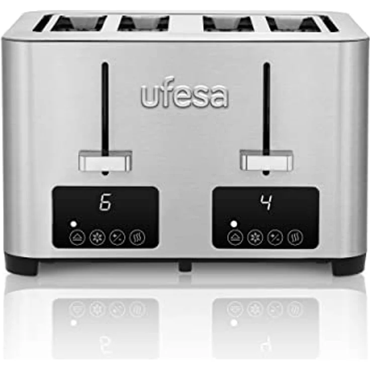 Ufesa Quartet Delux Toaster 4 Scheiben, 2 digitale LCD-Bildschirme, 1500 W, 4 breiter Schlitze, 7 Bräunungstufe – Bild 1