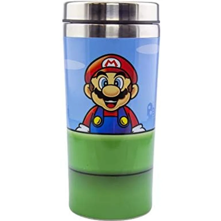 Super Mario Trinkflasche "Warp Pipe", Edelstahl, transparent, Thermoskanne/Reisebecher – Bild 6